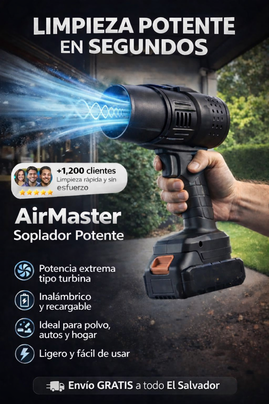 AirMaster Pro® l SOPLADOR INALAMBRICO TURBO TIPO PISTOLA