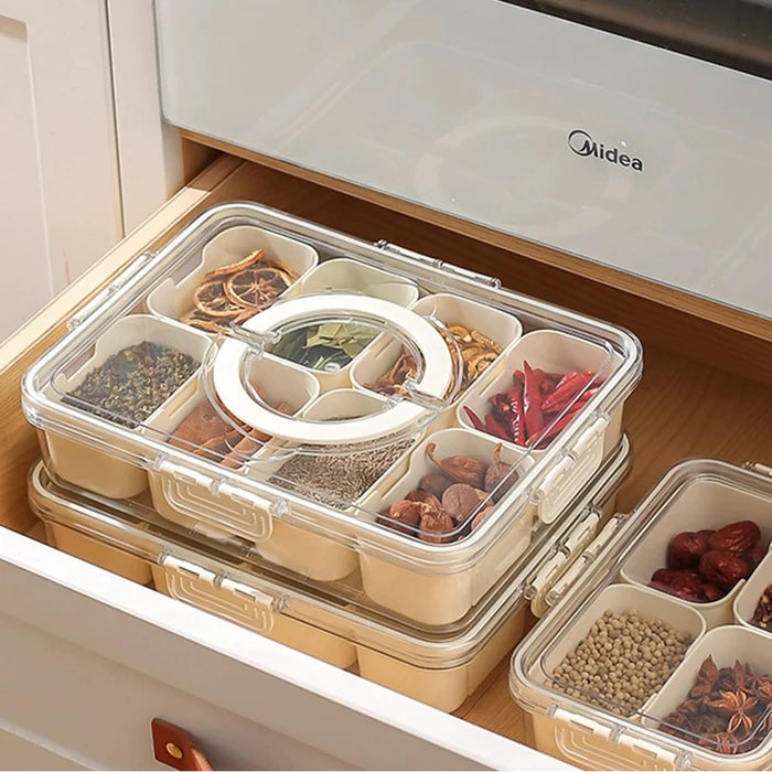 Organify® l Organizador de alimentos de acrílico transparente con 8 compartimentos para frutas, verduras y aperitivos.