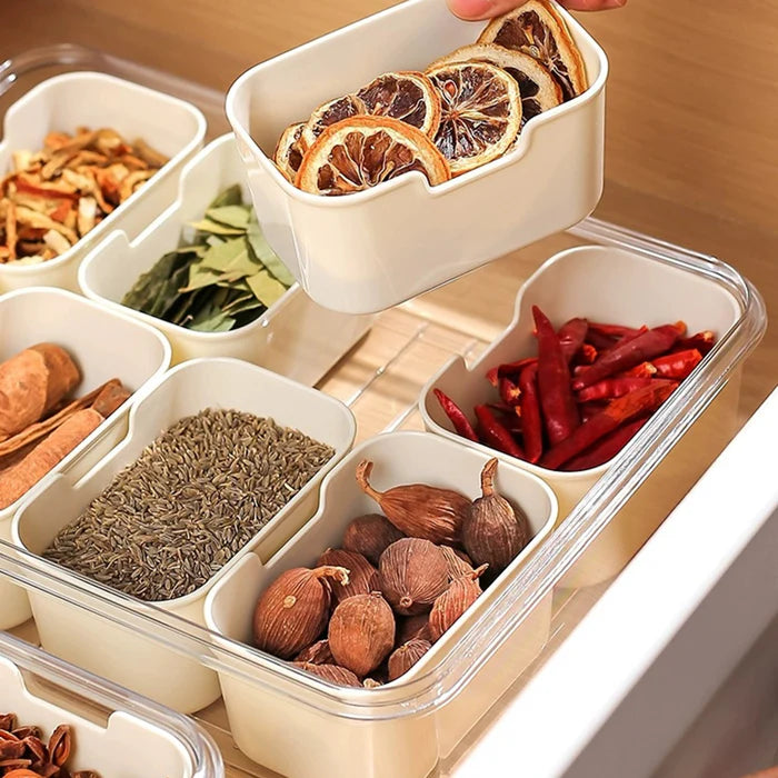 Organify® l Organizador de alimentos de acrílico transparente con 8 compartimentos para frutas, verduras y aperitivos.
