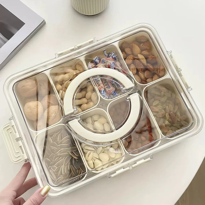 Organify® l Organizador de alimentos de acrílico transparente con 8 compartimentos para frutas, verduras y aperitivos.