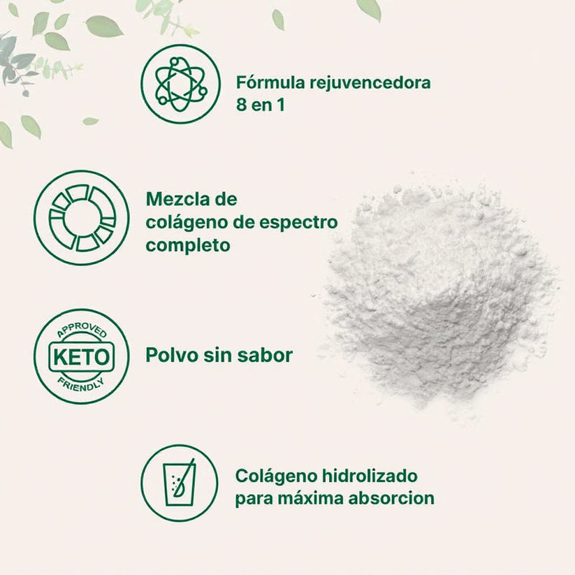 Colageno Peptidos para Dolores, Uñas, Piel y Cabello + Vitamina C + Acido Hialurico + Biotina x 1 Libra