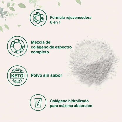 Colageno Peptidos para Dolores, Uñas, Piel y Cabello + Vitamina C + Acido Hialurico + Biotina x 1 Libra